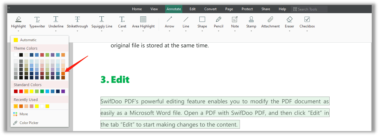 How to change the highlight color in a PDF